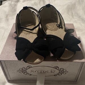 Joyfolie Girls Black Bow Sandals with Ankle Strap